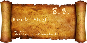 Bakró Virgil névjegykártya